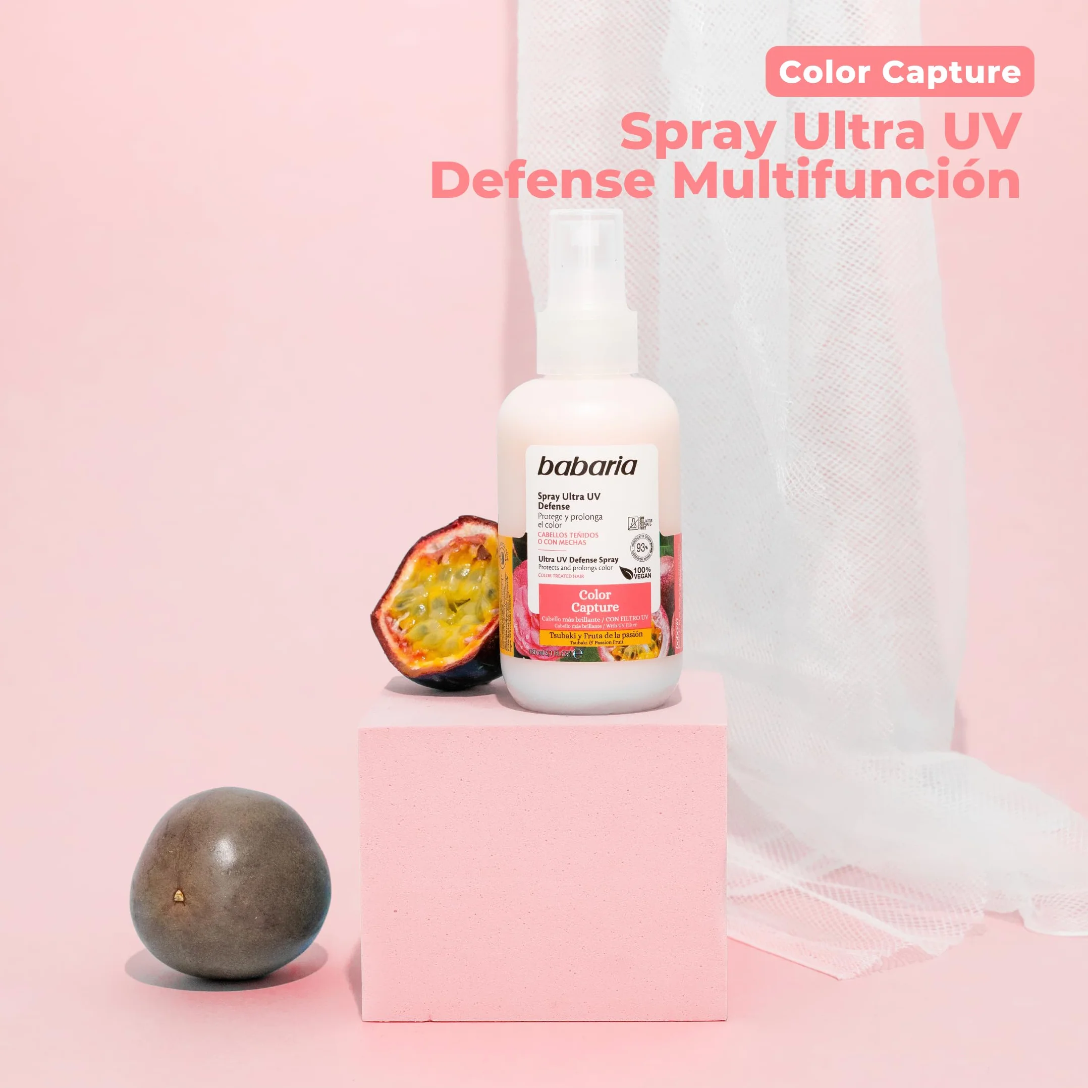Babaria Spray Ultra UV Defense 150 ml Ochrona Koloru Tsubaki Fruta de la Pasión Włosy Farbowane