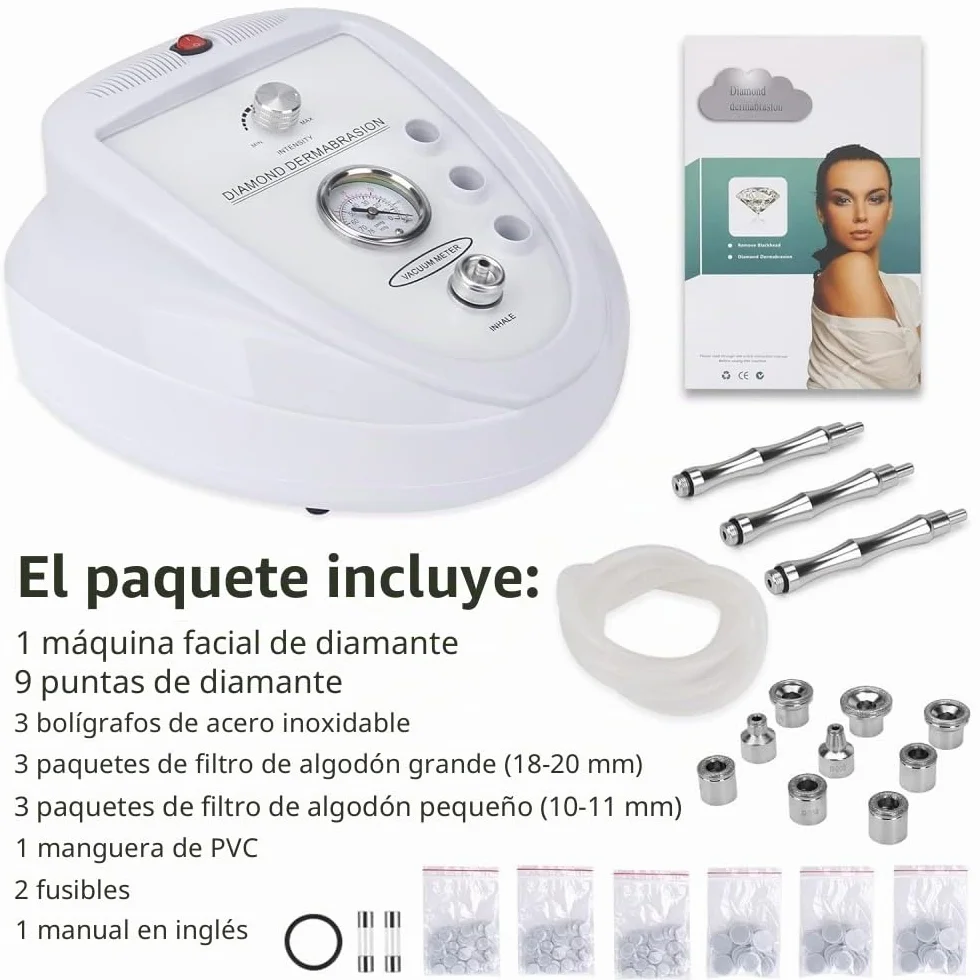 Profesional Dermoabrasión Equipo Pelado Microcristalino Cuidado Facial Doméstico Succión 65-68 cmHg