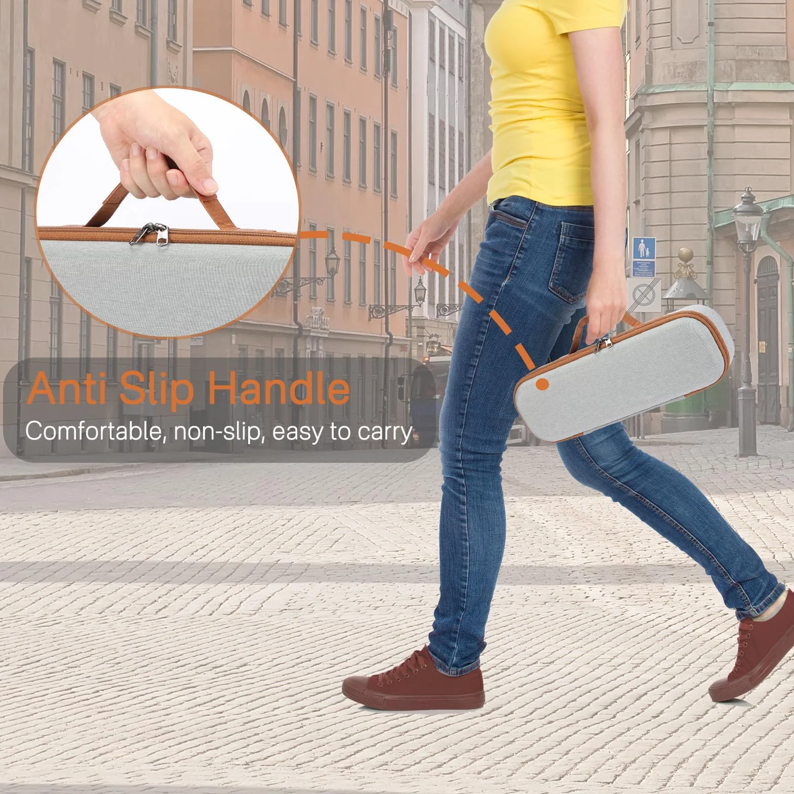 RAIACE Estuche rígido de Almacenamiento Compatible con la Bolsa de Viaje para el alisador Dyson Airstrait. (Solo Estuche)-Gris