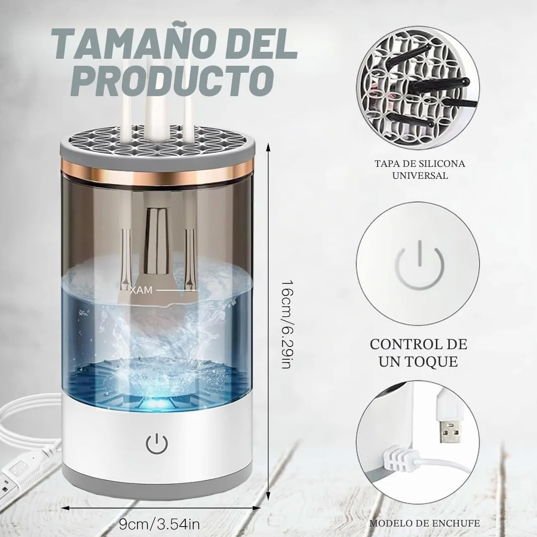 Limpiador de Brochas de Maquillaje Eléctrico 3 en 1 USB Limpieza Profunda 30s