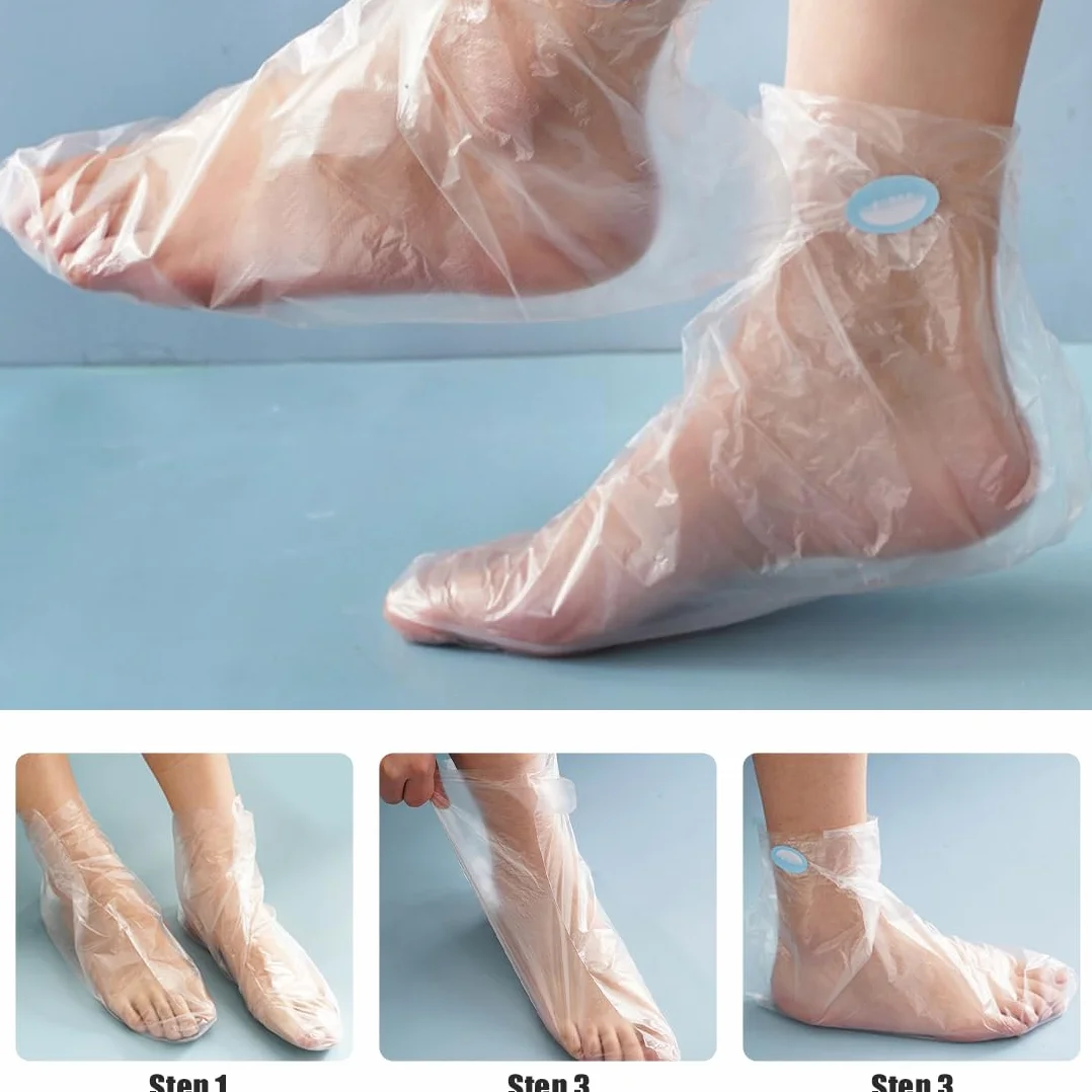 WeddHuis 200 desechables calcetines de plástico para pedicura parafina pies spa baño cera