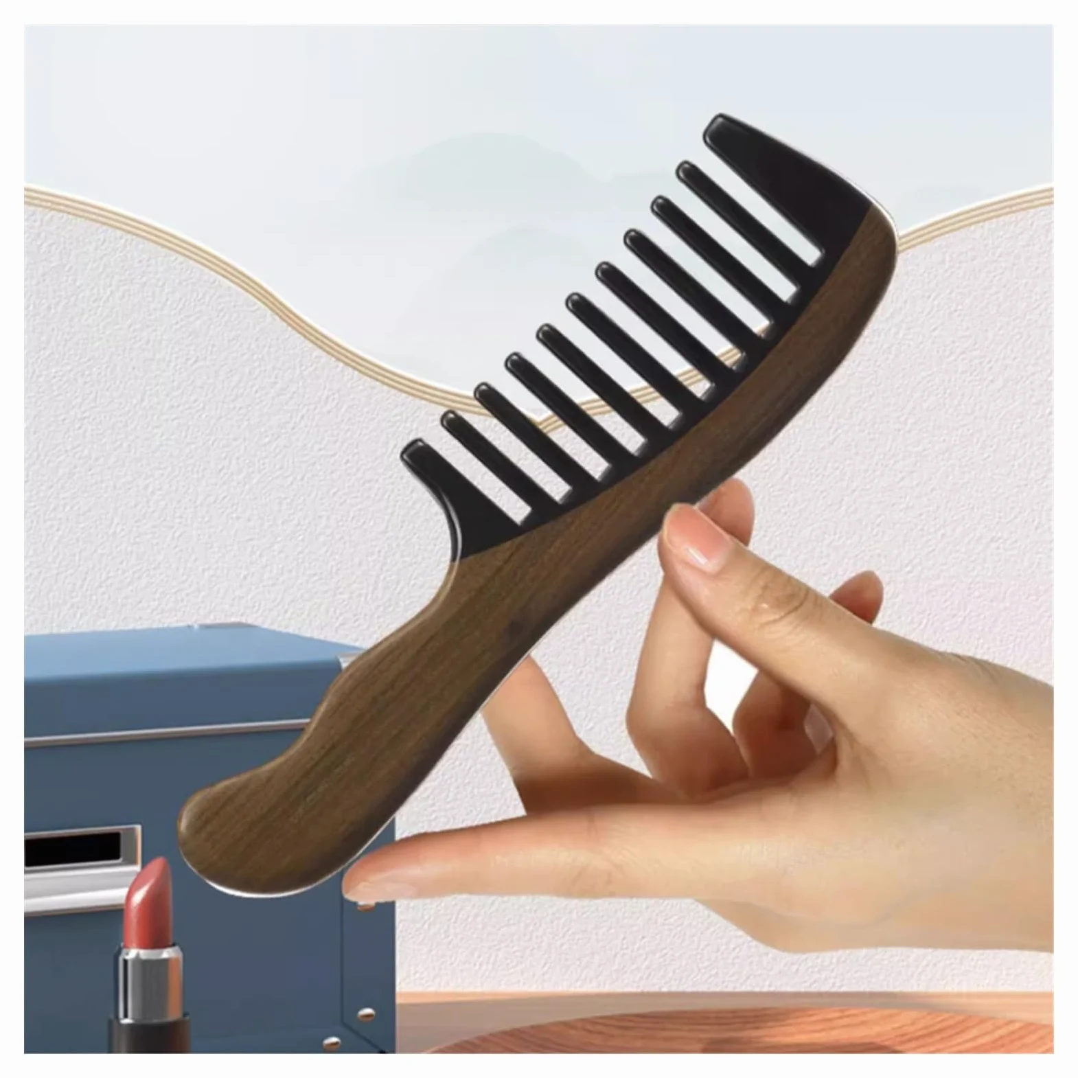 Peines de peinado Peine de madera de dientes anchos for hombres y mujeres, herramienta de peinado for masaje de cabello rizado Peine de pelo rizado