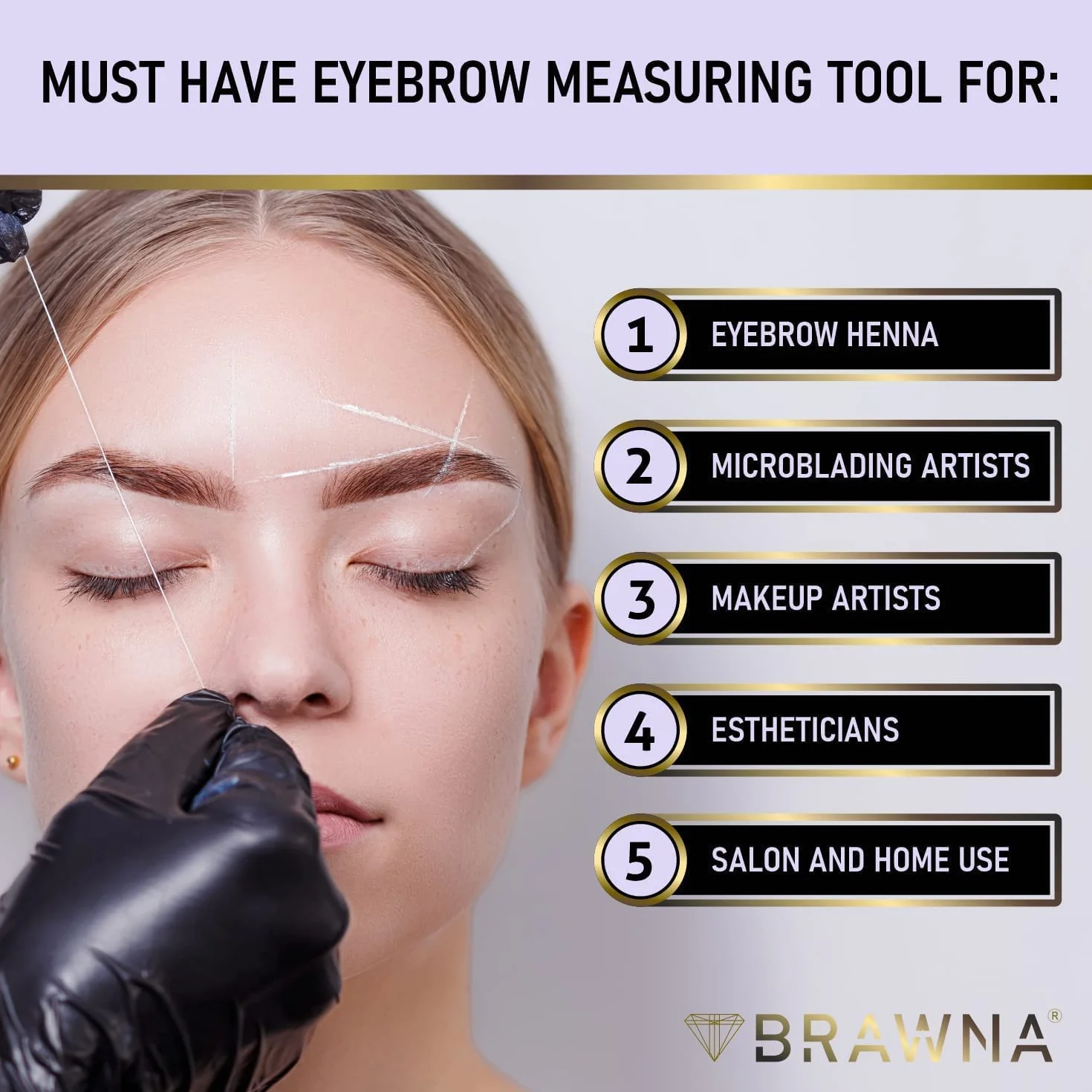 BRAWNA Hilo Blanco para Mapear Cejas 30 Metros Pre-Entintado String de Mapeo Microblading PMU
