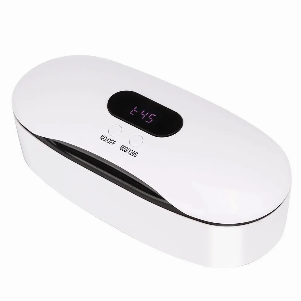 Caja de desinfección, desinfectante de manicura UV Herramienta de limpieza cosmética, herramienta de limpieza de plástico Máquina para salón Herramientas de manicura para el hogar Equipo(Blanco)