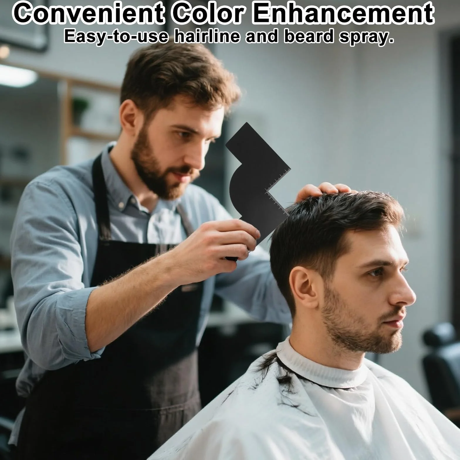 Tarjetas Mejora Barbero con Indicadores Medición, 3 Formas Herramienta Moldeo Línea del Cabello Plantilla Barba Negra Reutilizables