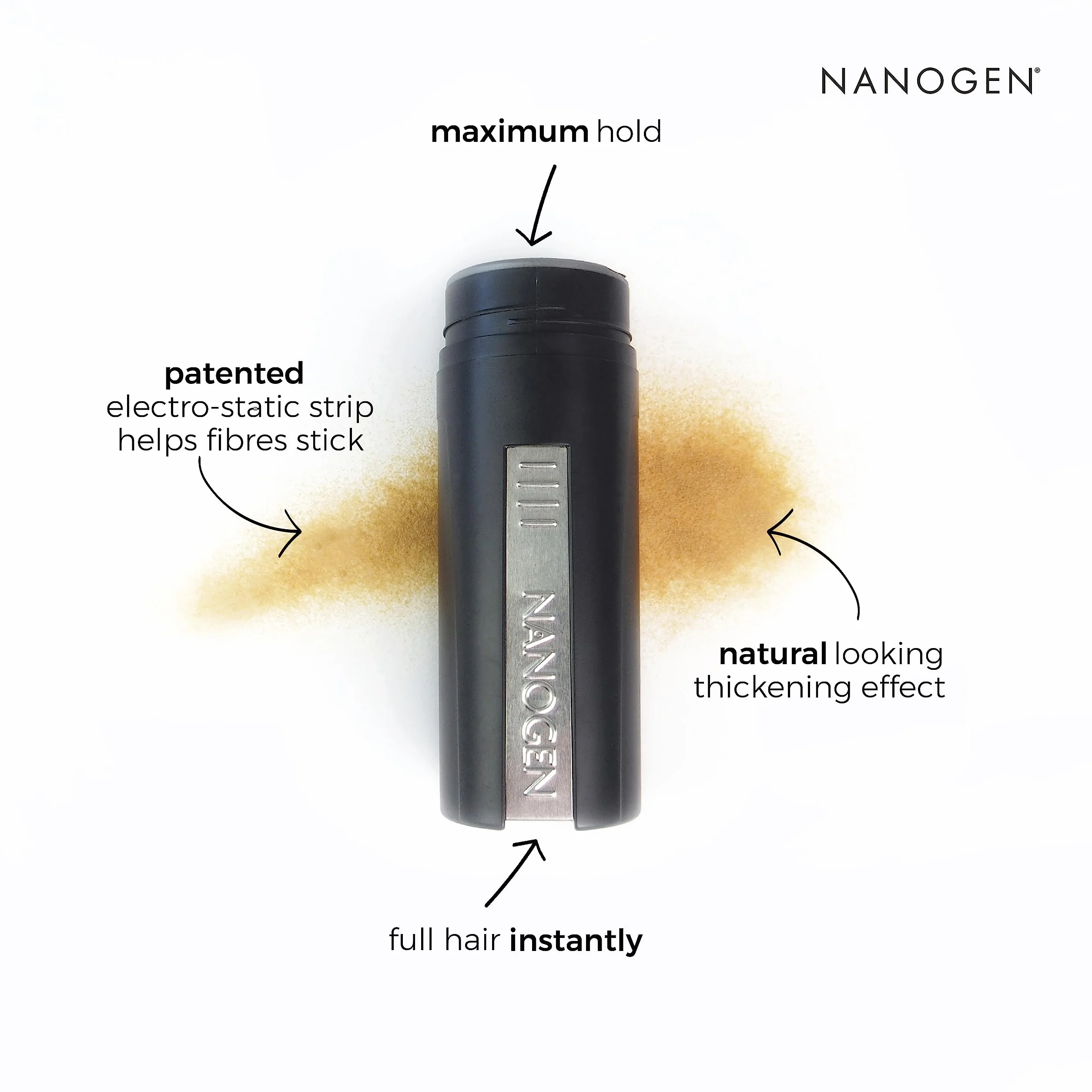 Nanogen Fibras Capilares Queratina Negro 30 gr