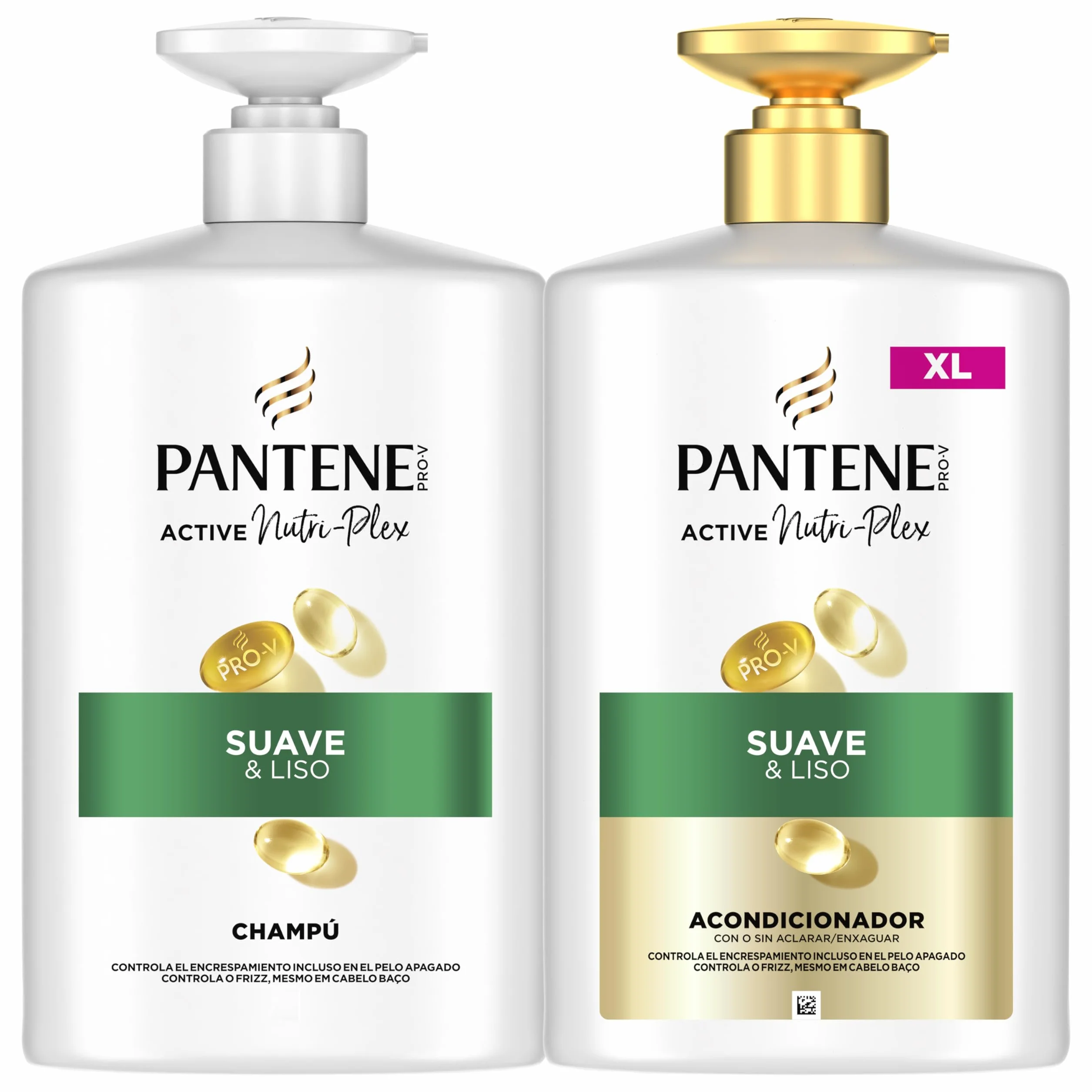 Pantene Pro-V Suave Y Liso Champú 1000ml Y Acondicionador 800ml Con Dispensador