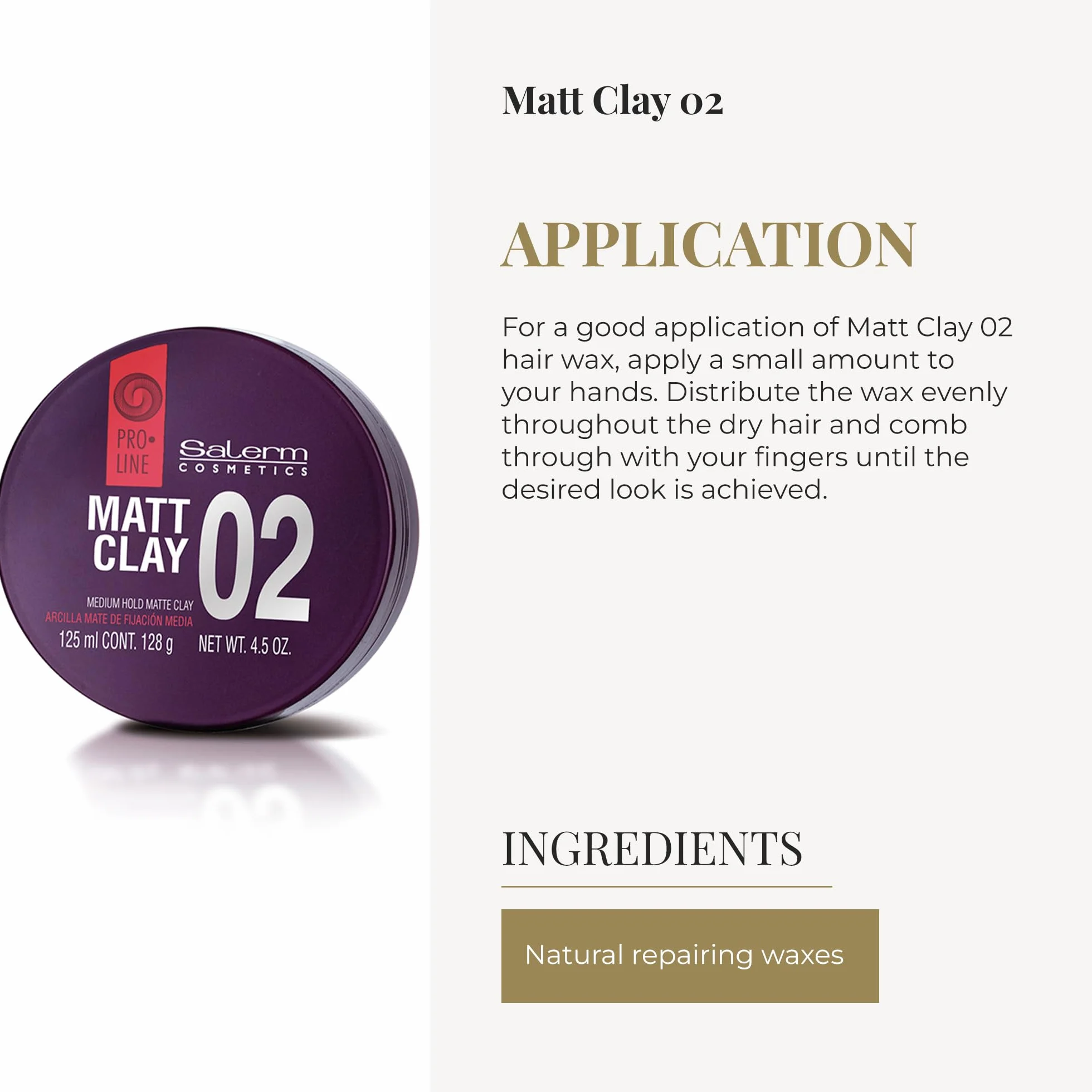 SALERM Pro Line Matt Clay 02-125 ml Cera para el Pelo Fijación Media Efecto Mate Texturizador
