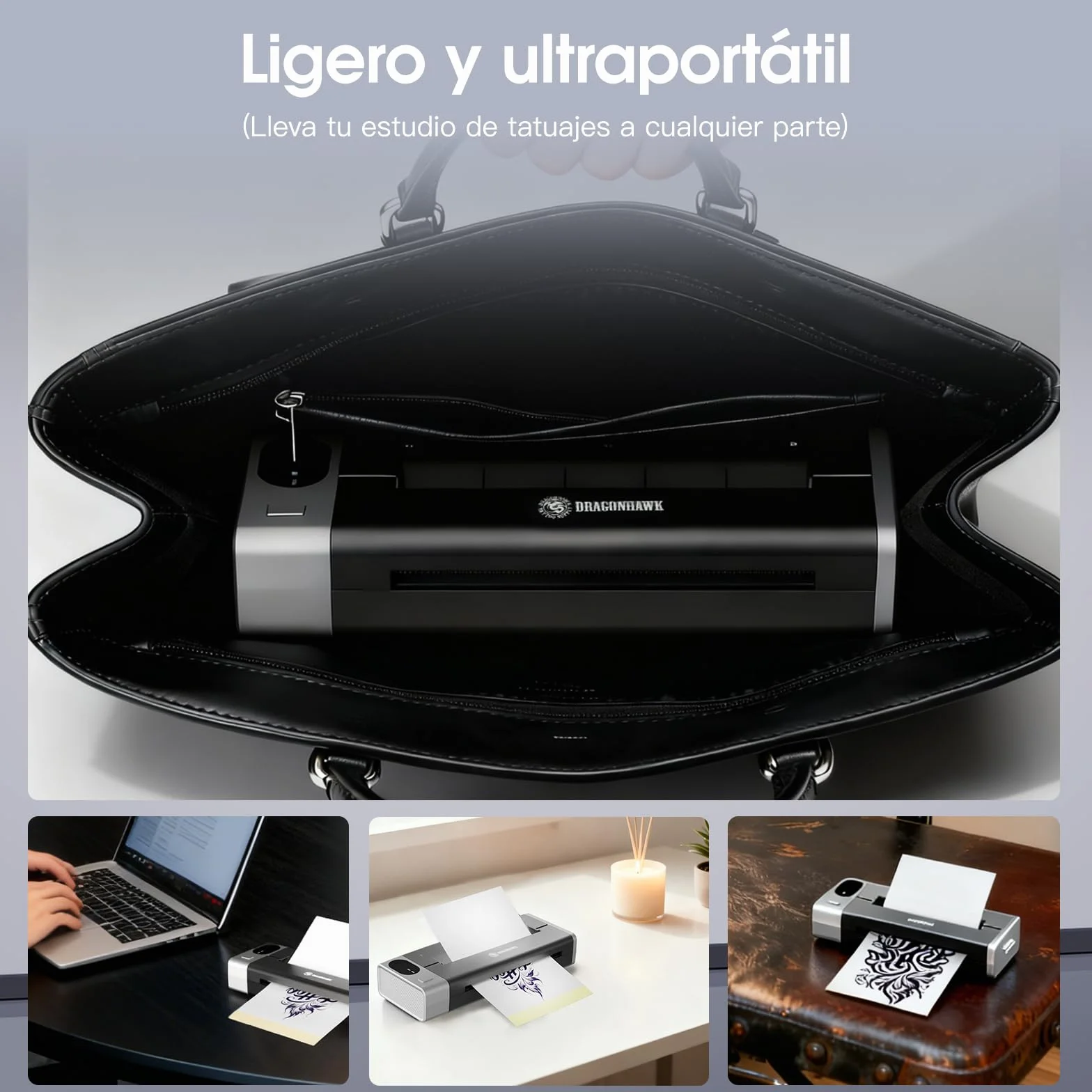 Dragonhawk A1 Pro Kit Máquina de Tatuaje Inalámbrica Rotativa 4.0mm Carrera Impresora de Stencil 20 Agujas para Principiantes