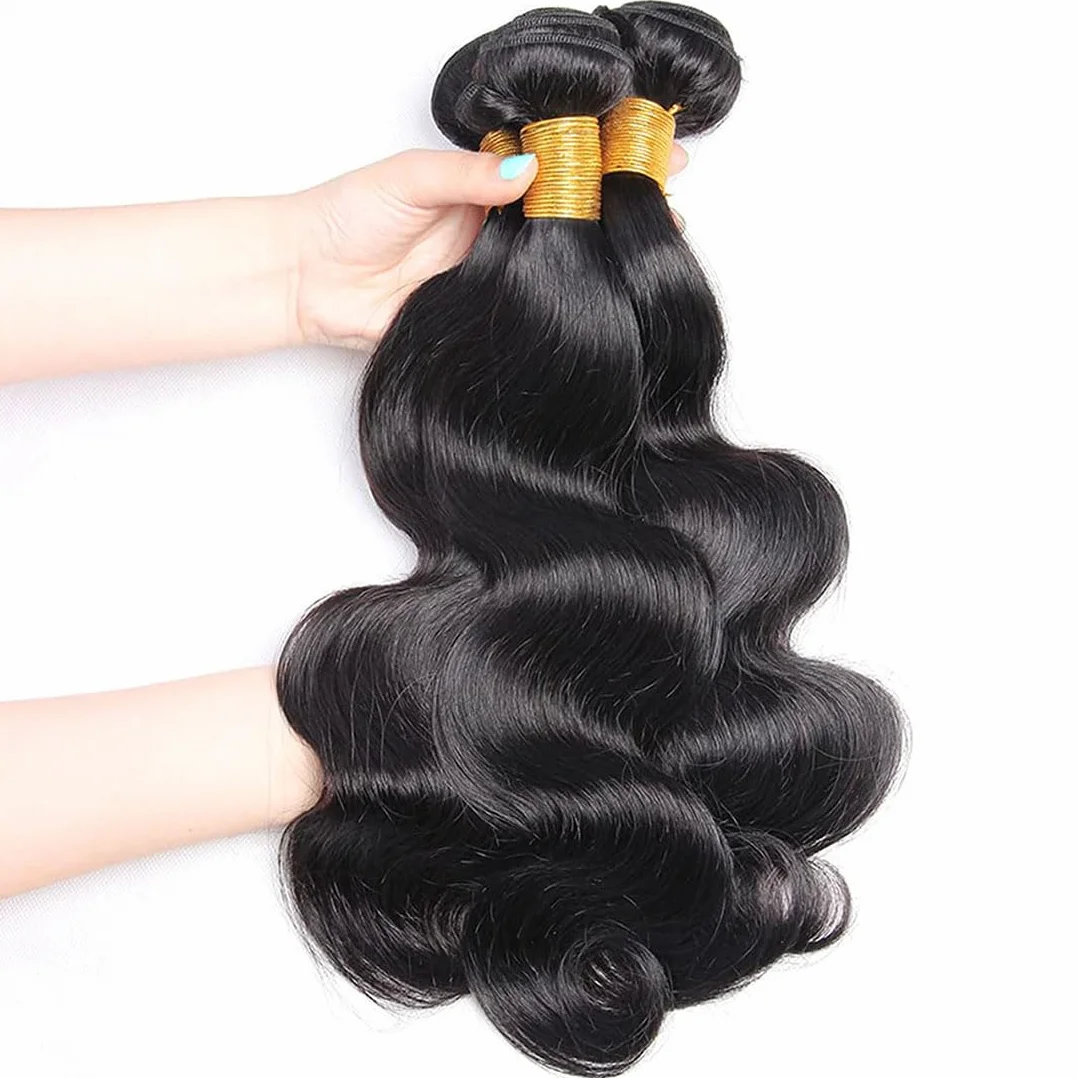 Extensiones de pelo humano sin procesar, extensiones de pelo humano sin procesar, doble trama #1B, color negro natural, 3 paquetes por paquete, 150 g, 18, 20 y 22 pulgadas