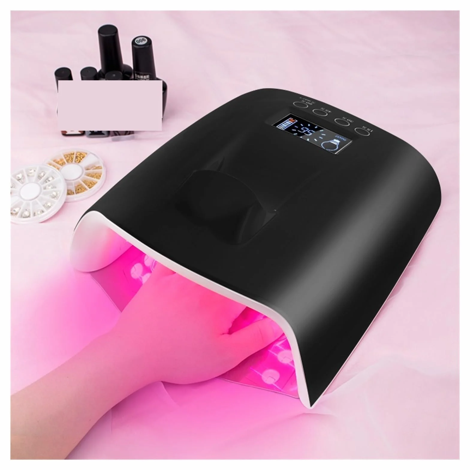 Lampara UV LED Uñas, Lámpara LED UV for uñas, luz roja inalámbrica, 60W, lámpara LED UV for uñas, for curar esmalte de Gel, inalámbrico con batería de litio, 60W Pro Light,para uñas de gel(Bianco)