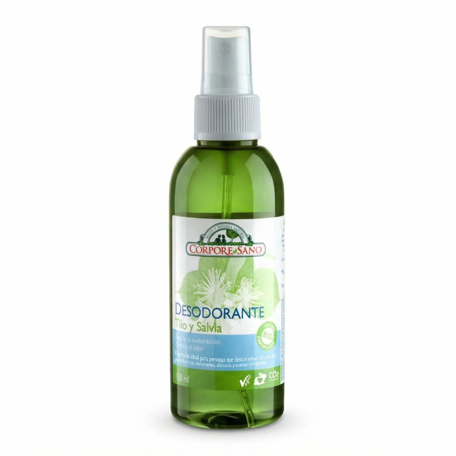 Desodorante en Spray Corpore Sano Tilo y Salvia 150ml Natural Vegano Sin Parabenos 24h Protección