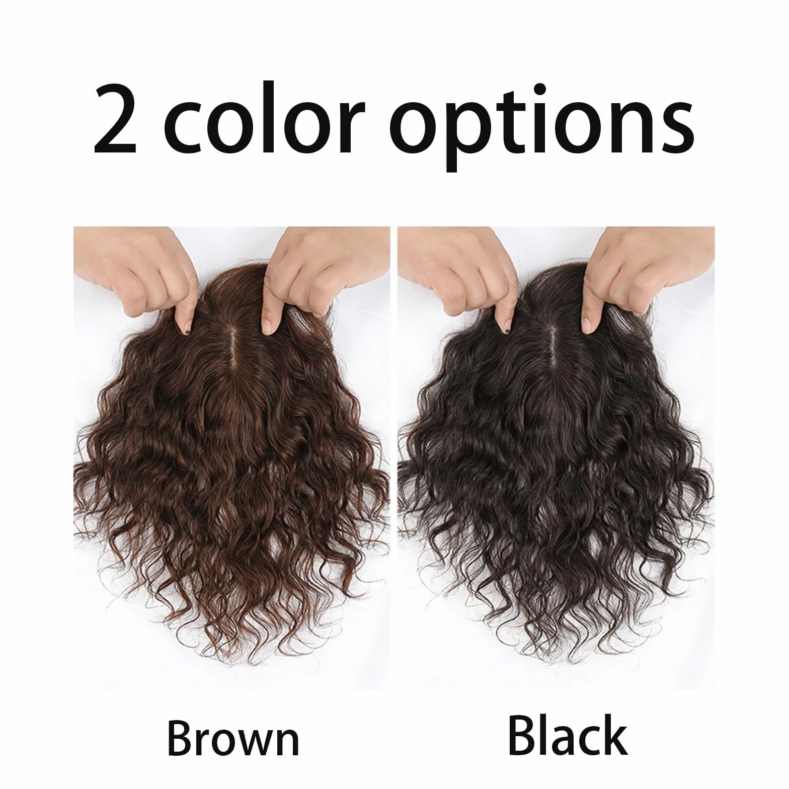 Cabello Corto Rizado Adornos for El Cabello for Mujer Tupé De Cabello Humano Cobertura De 360° Piezas De Cabello Superiores Extensión De Cabello Con Clip Con Base De Encaje(Brown,20cm)