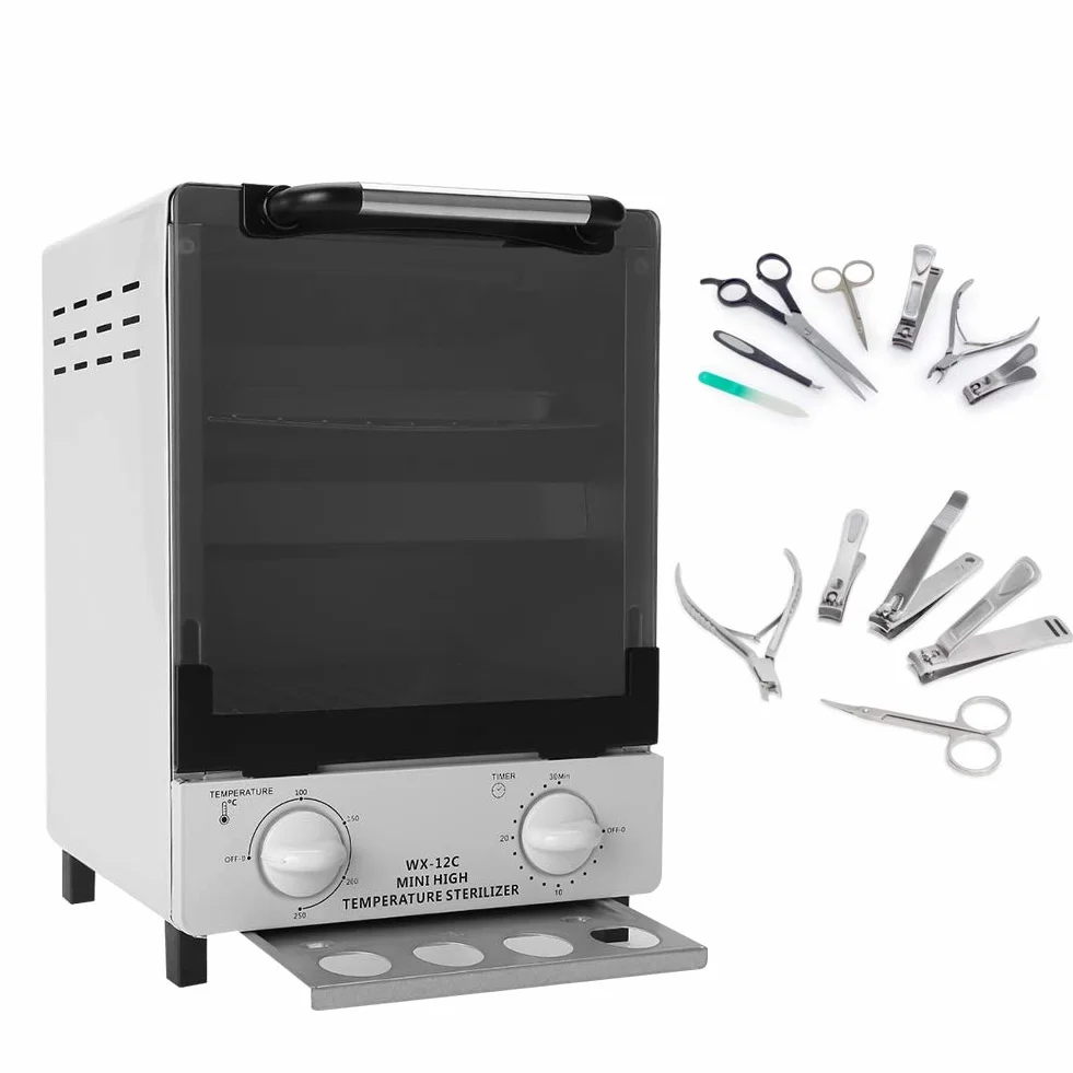 Dioche Esterilizador de alta temperatura, 10 l caja de esterilización, armario de esterilización infrarroja, dispositivo desinfectante para accesorios de manicura y herramientas de peluquería