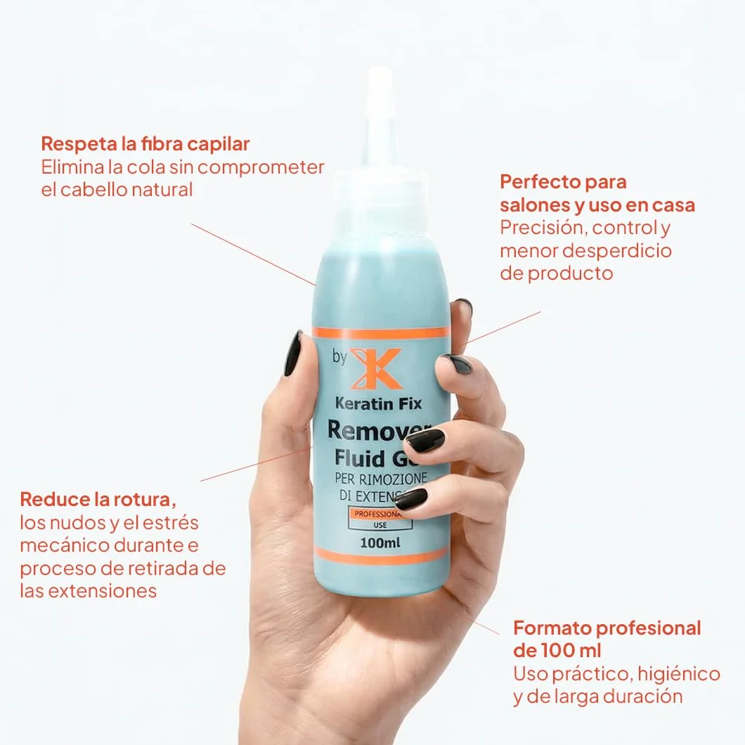Gel Solvente para Eliminación de Cola de Queratina Extensiones de Cabello 100 ml