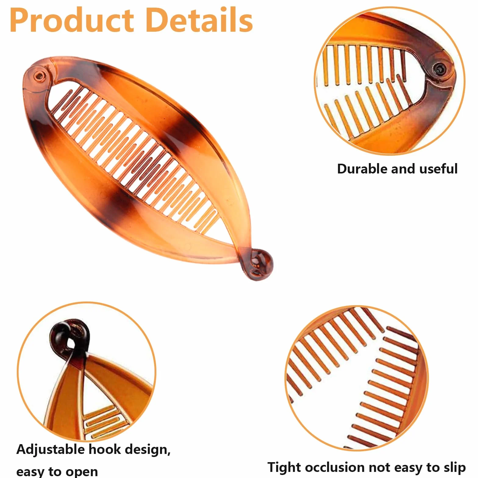 Banana Clip, 4 pinzas para el cabello, peines grandes vintage de plátano