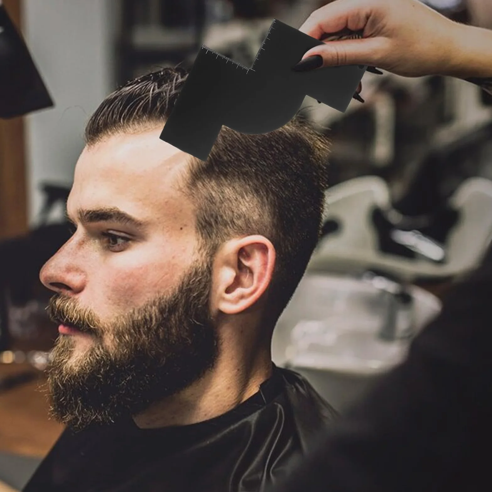 Mikikit Tarjeta de Peinado para Barba y Cabello Plantilla Guía Medición Herramienta de Diseño Reutilizable
