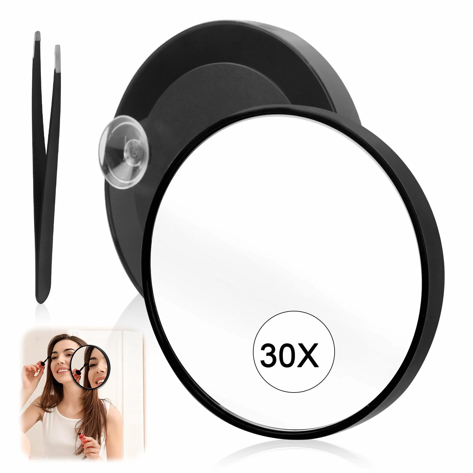 Espejo De Aumento 3,5 Pulgadas Con Ventosa Y Pinzas Para Maquillaje Y Cuidado Facial Compacto