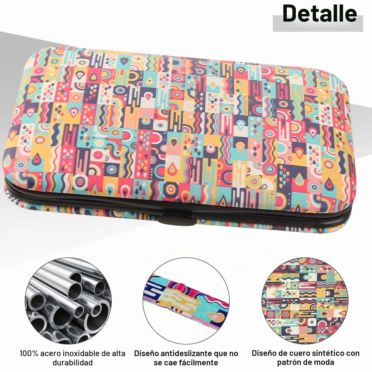 Set de Manicura Pedicura 10 Piezas Profesional Cortaúñas Acero Inoxidable Estuche Viaje Cuero
