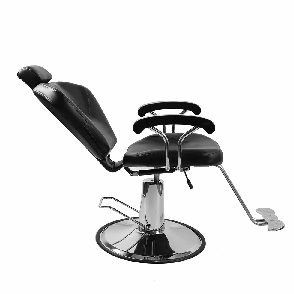 Silla de Peluquería Reclinable Hidráulica 360° Piel Sintética 90x65x100 cm Negro