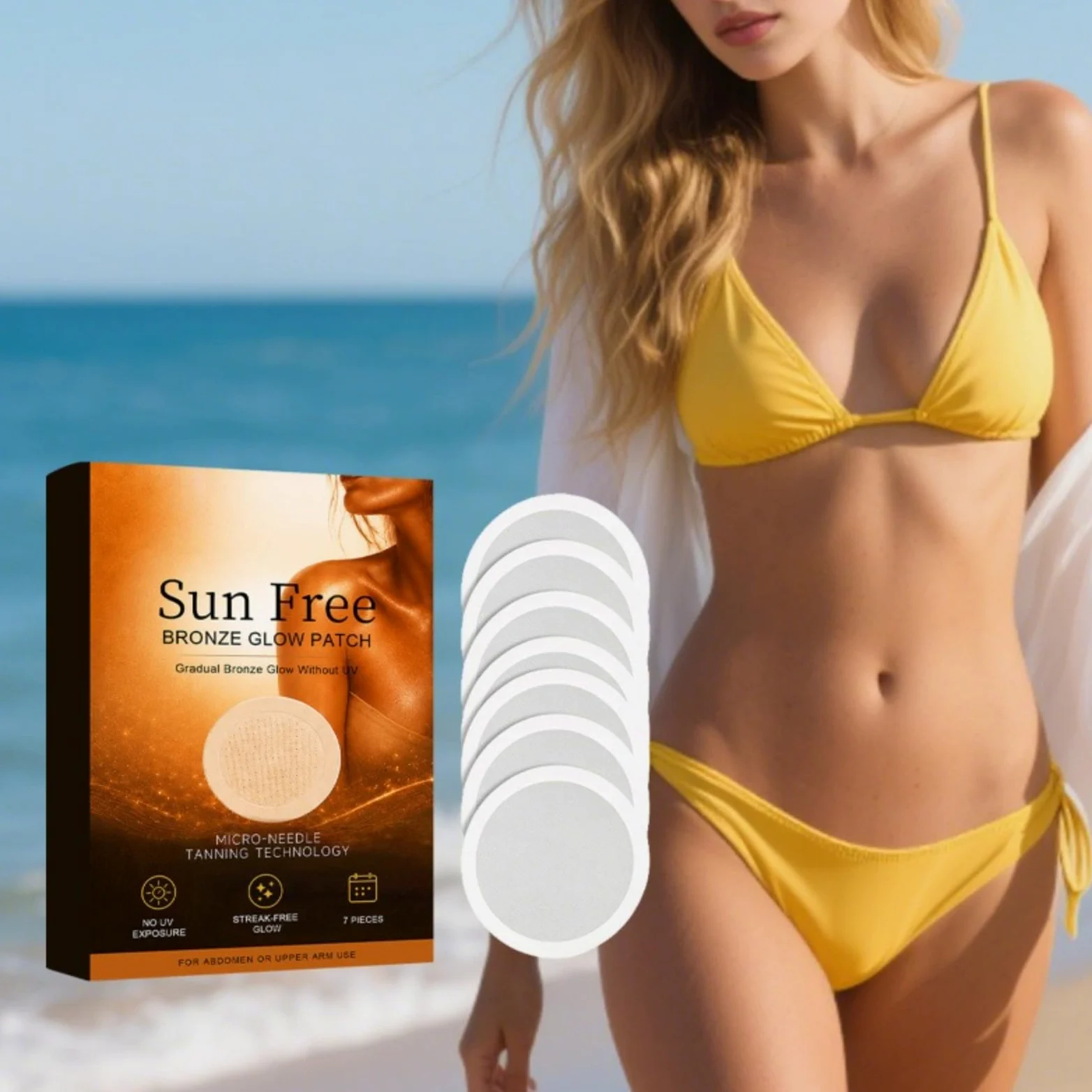 Parche autobronceador en Microneedles, pegatinas de bronceado sin sol para obtener una piel oscura y uniforme, parche de bronceado práctico para usar en casa para el cuidado de la piel