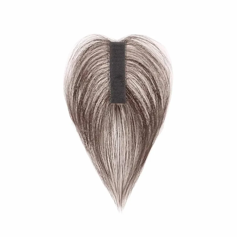Sin clip de pelo real flequillo para mujer, cobertura de pelo esponjoso, añade volumen al cabello (broches laterales)