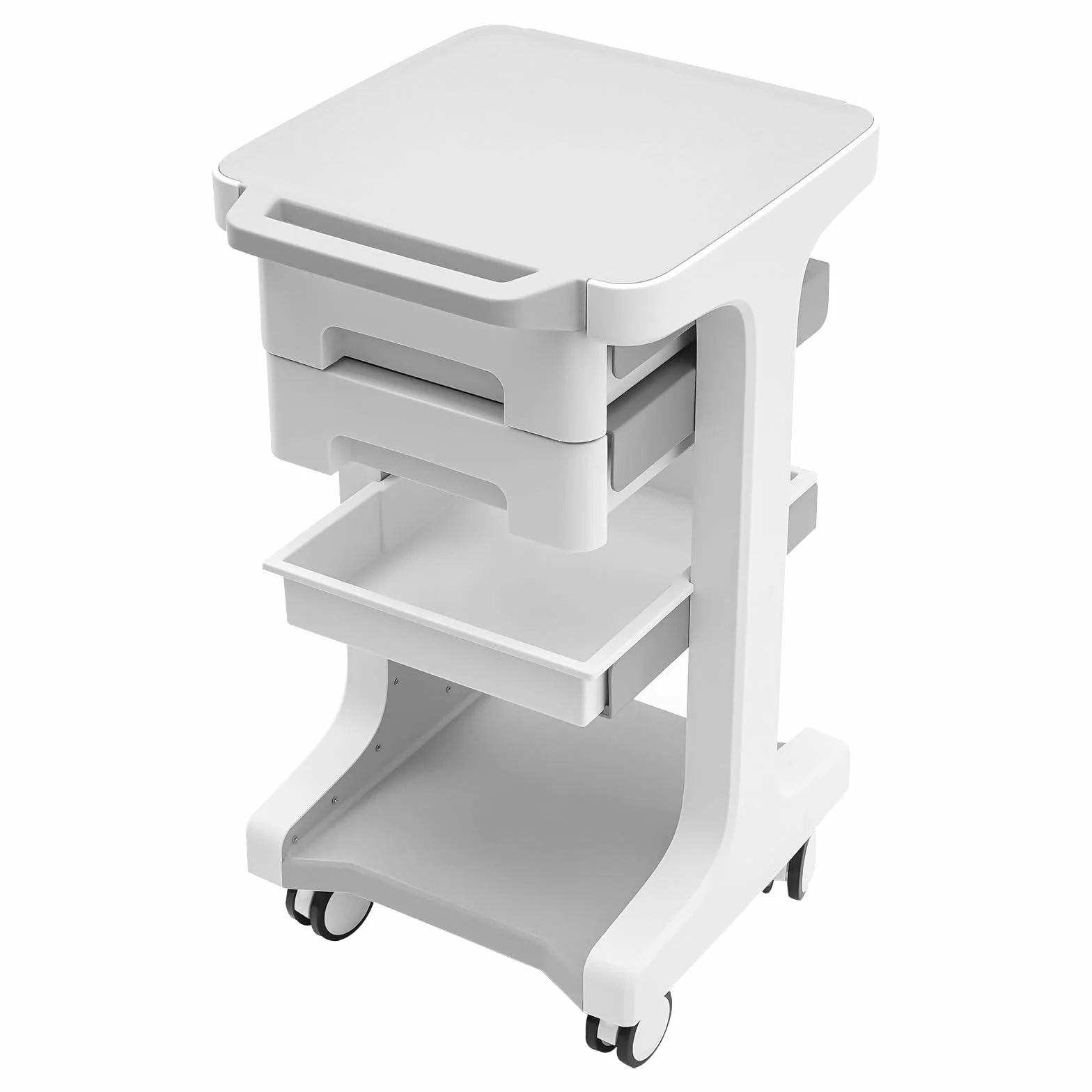 Carro médico 2 cajones 41x41x67 cm 50 kg 4 ruedas universales gris