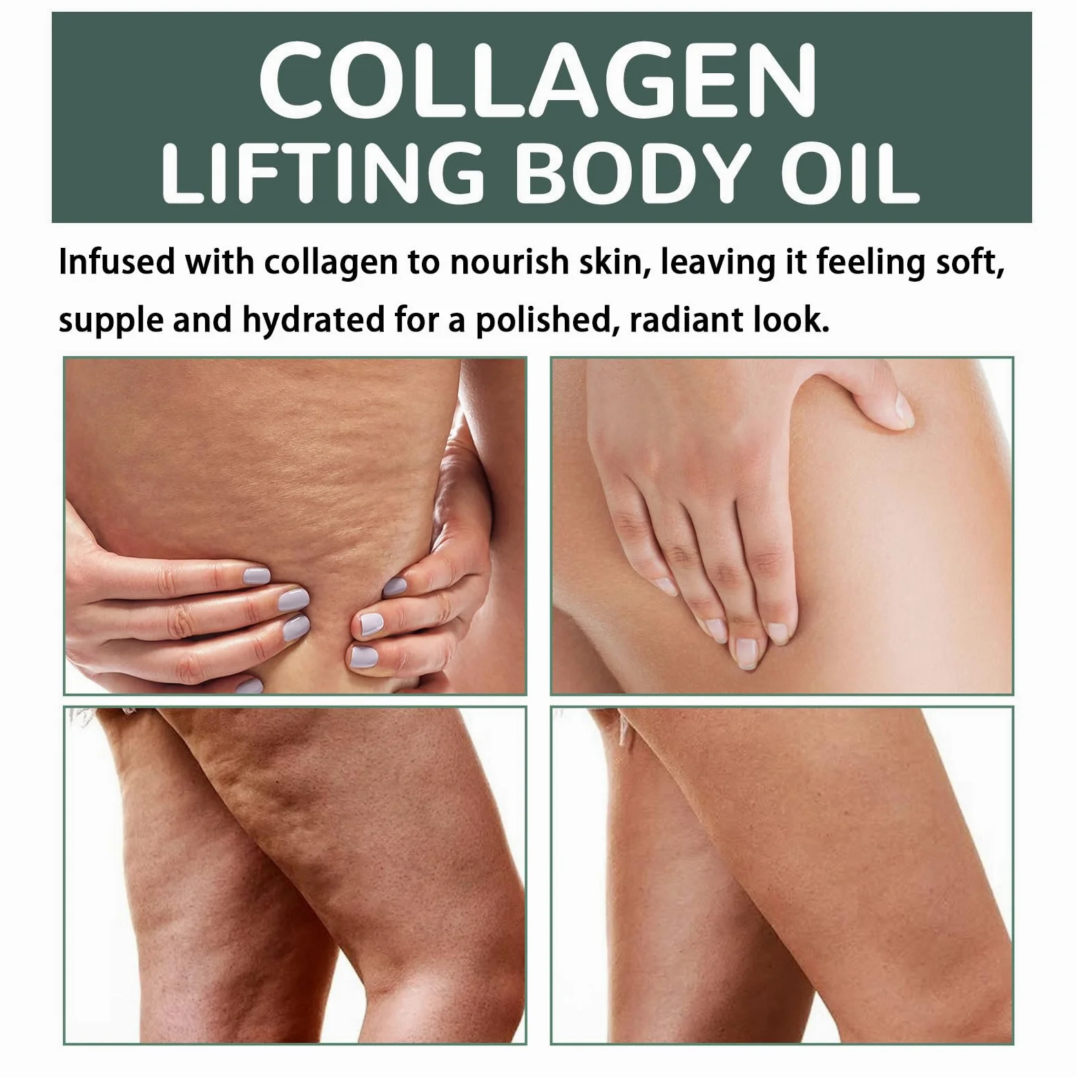 Aceite de colágeno para reafirmar la piel, colágeno lifting Body Oil After Shower, aceites hidratantes reafirmantes, aceites corporales hidratantes antiedad para piel seca, líneas finas (2 unidades)