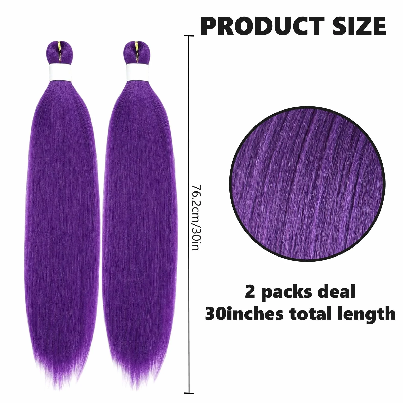 30 Pulgadas Extensiones Pelo Morado Kanekalon Prestirazados para Trenzas Halloween