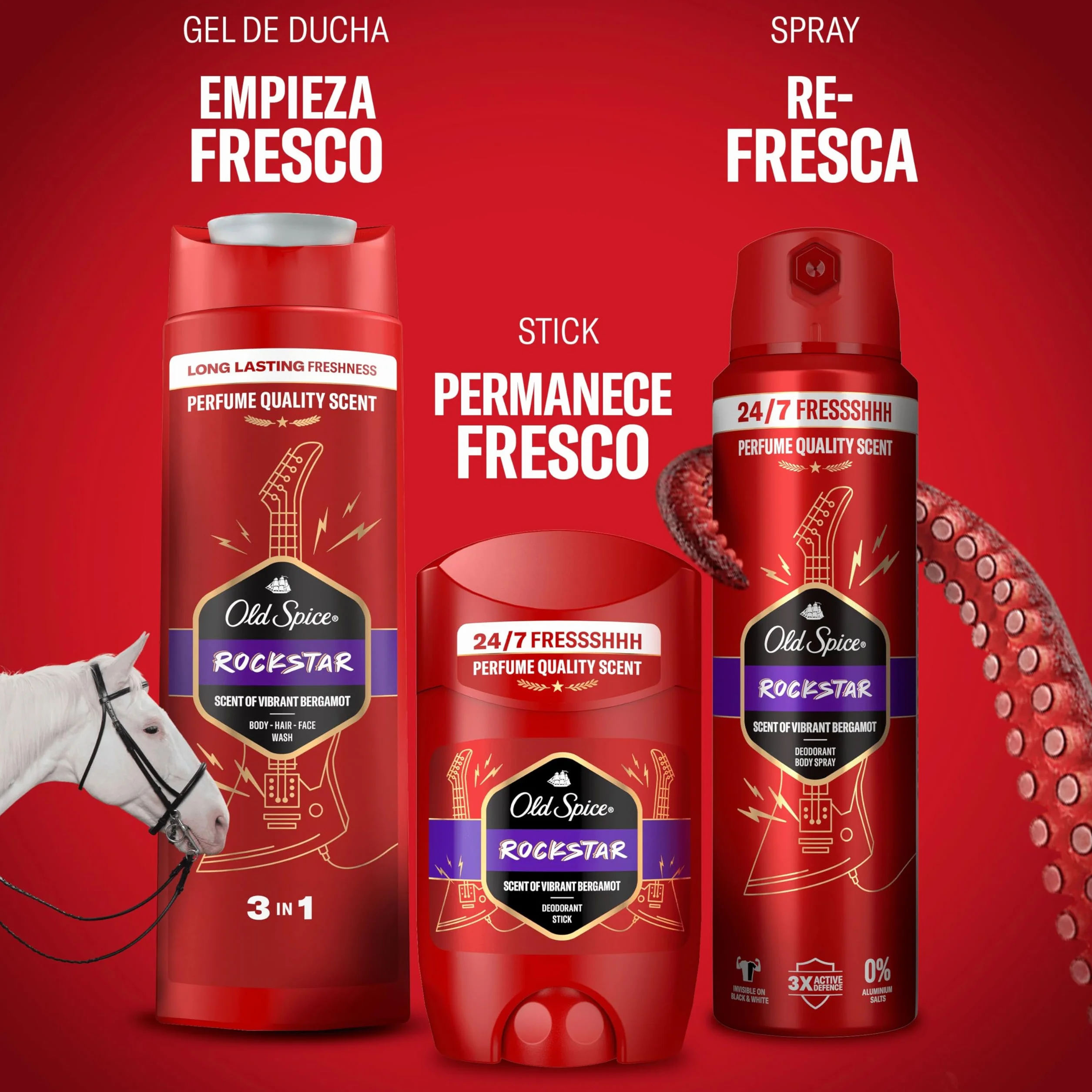 Old Spice Rockstar Desodorante Corporal En Spray 150 ml Fresco 24 Horas Protección Contra El Mal Olor