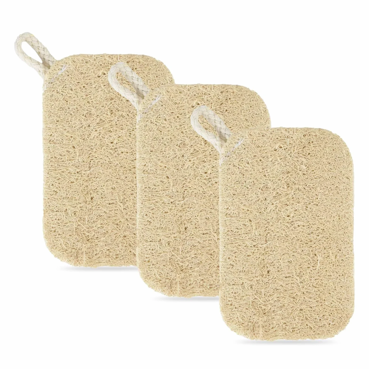 Esponja de lufa natural exfoliante corporal 3 unidades ecológica biodegradable para ducha y cuidado corporal