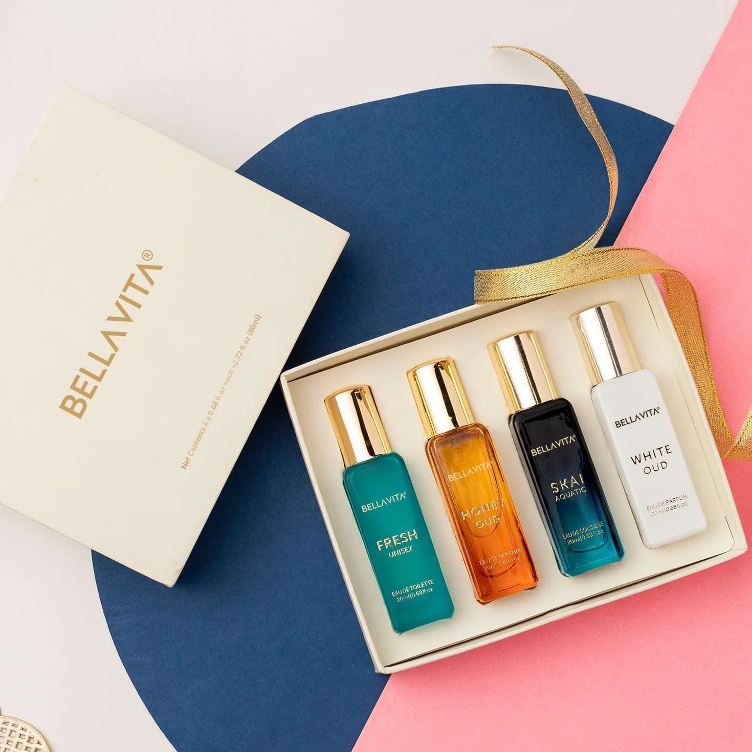 Bellavita Luxury Unisex Cologne Gift Set 4x20ml Travel Size Mini Perfumes Spicy Vanilla Perfume Oil