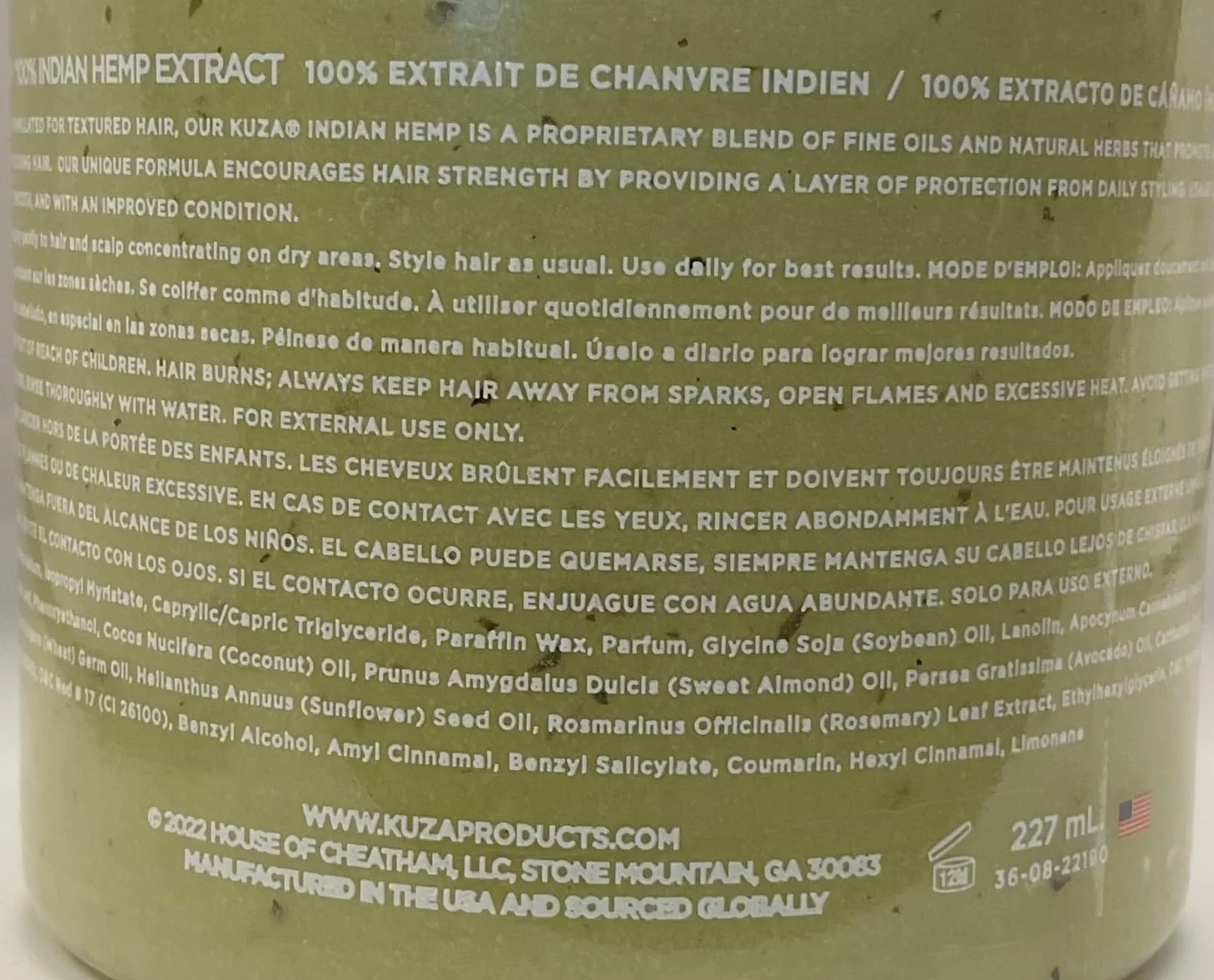 Kuza Tratamiento de Cáñamo Indio para el Cabello y el Cuero Cabelludo 237 ml