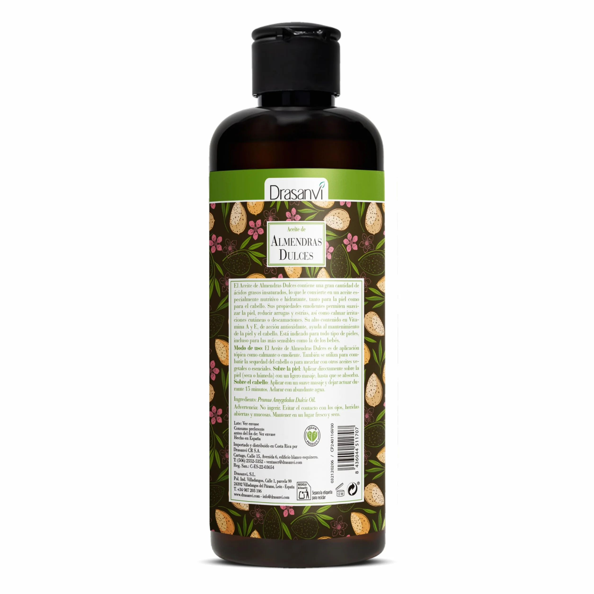 DRASANVI Aceite de Almendras Dulces 250ml - Vegano, Nutritivo e Hidratante