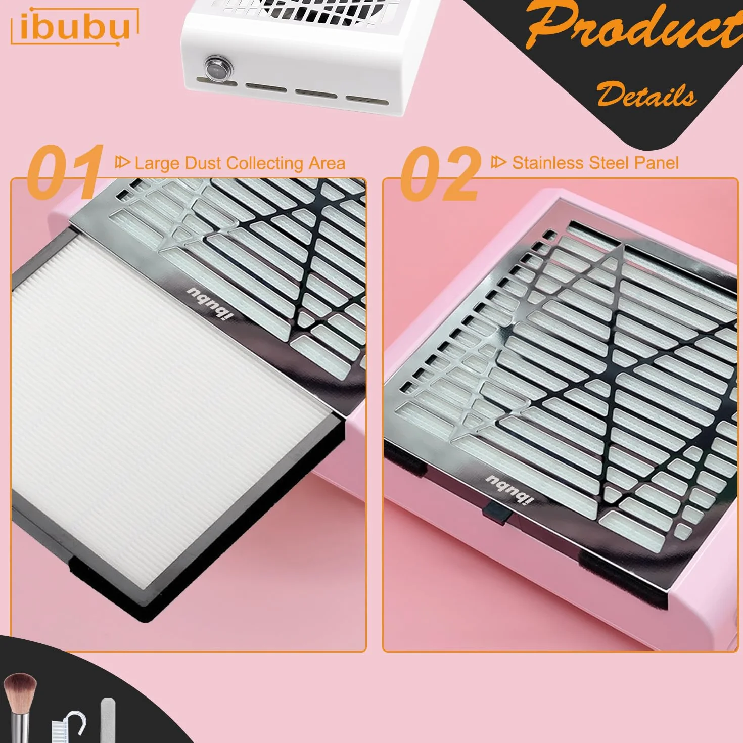 ibubu Máquina colectora de polvo de uñas, aspiradora eléctrica de succión fuerte para uñas, extractor de polvo de salón de uñas, extractor de polvo de uñas acrílicas, ventilador de aspiradora con