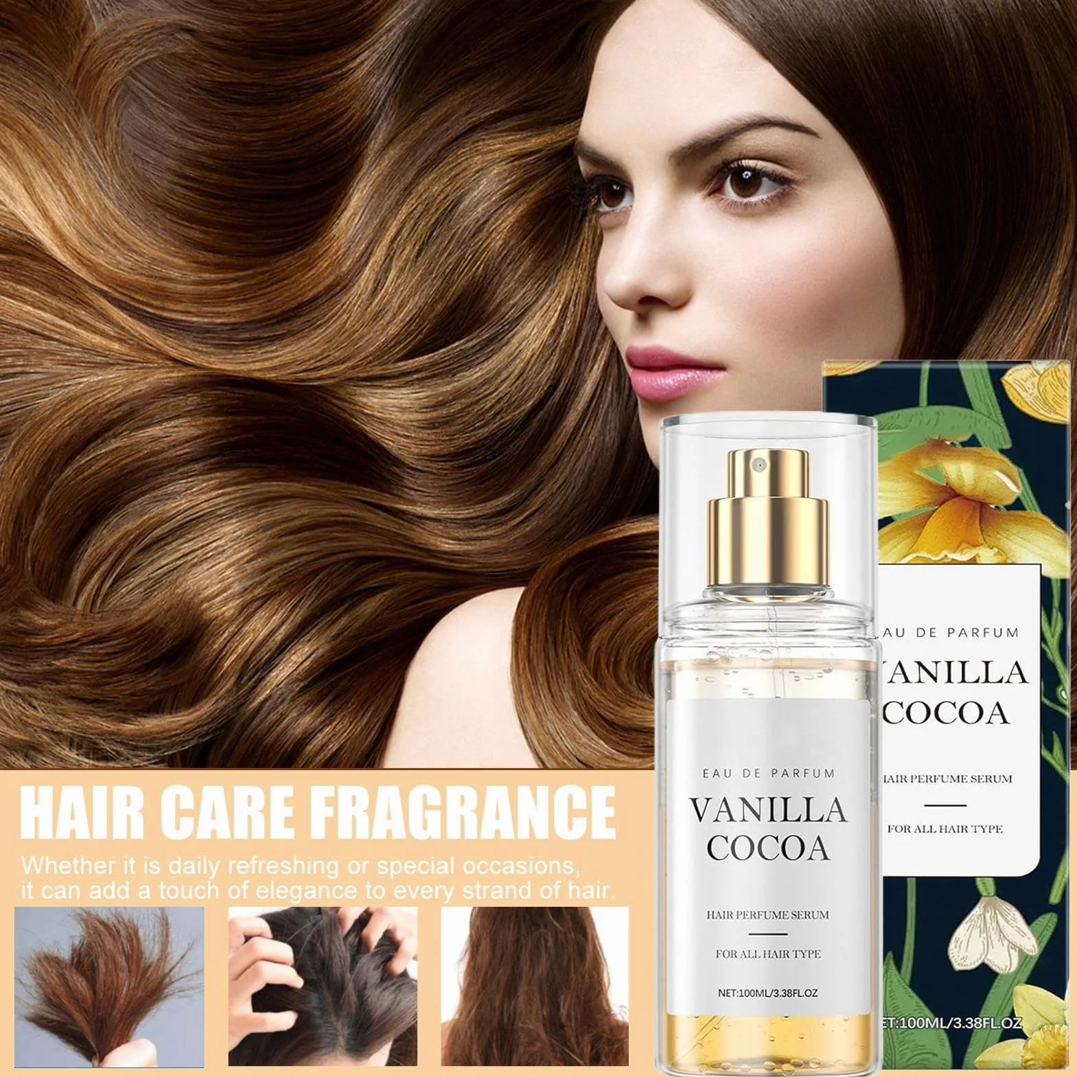 Brumá Capilar Perfume Para Cabello Spray Hidratante Romántico Fragancia Duradera Portátil