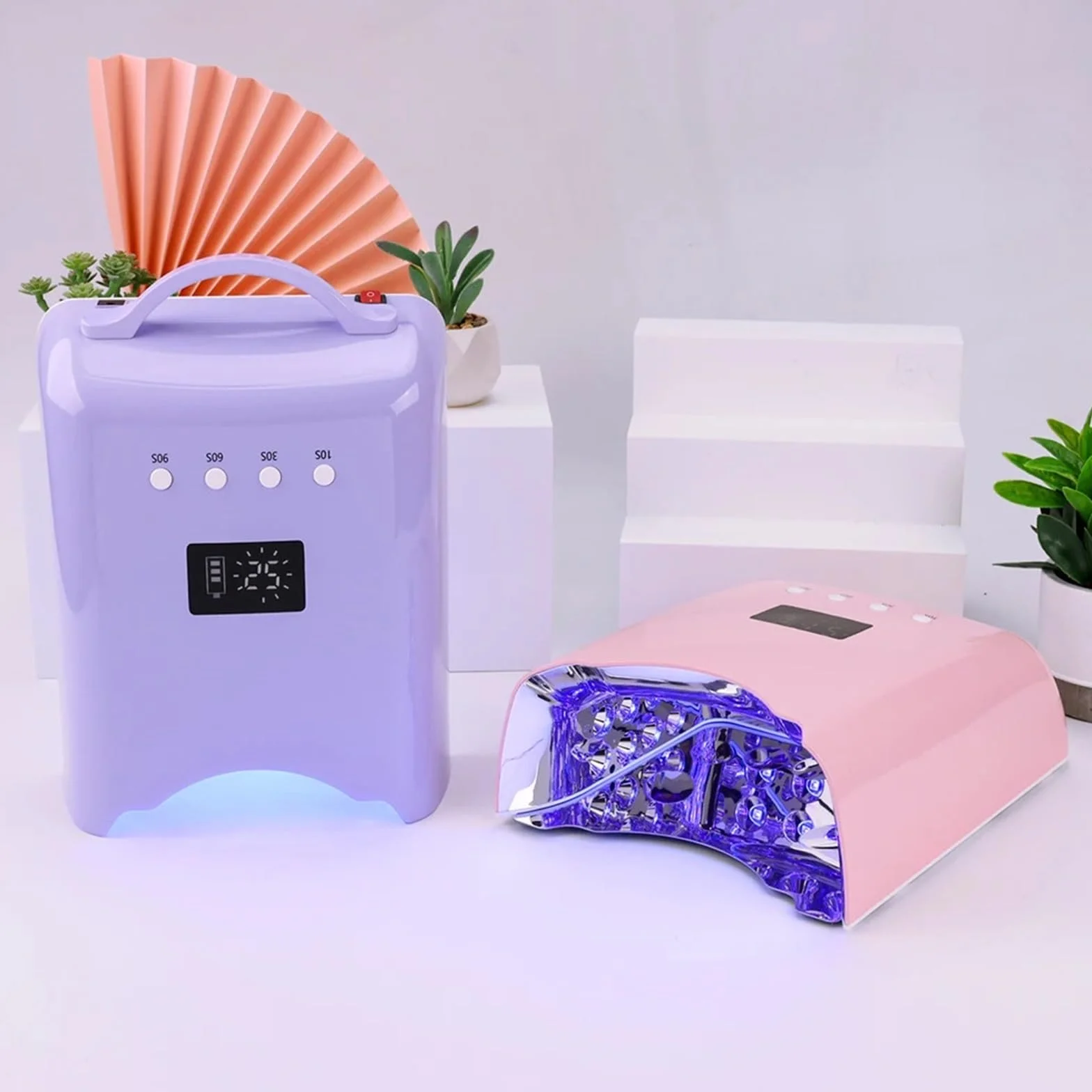 Lámpara LED para uñas, Lámpara de uñas UV LED Pro 78 W, batería recargable, secador for manicura y esmalte gel, lámpara luz(Bianco)