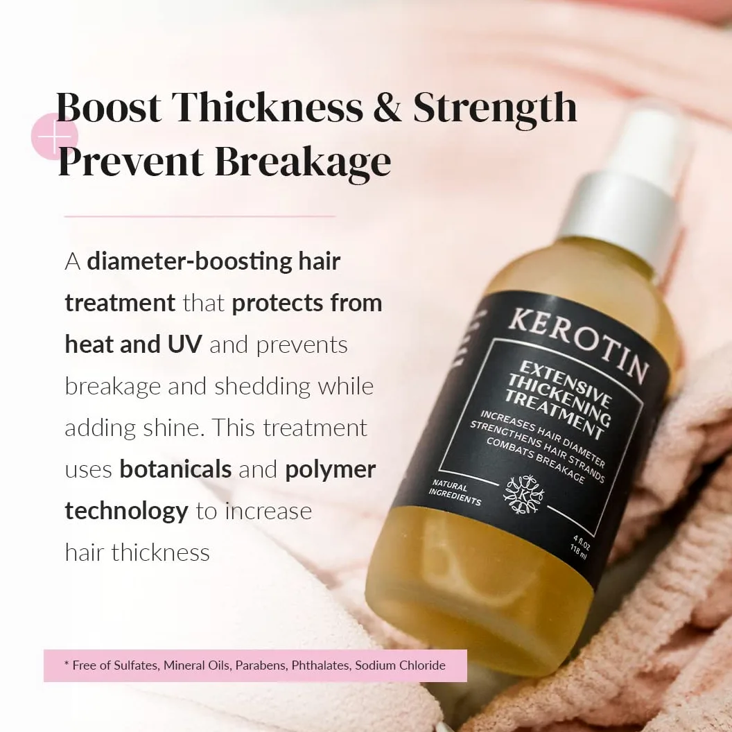 Tratamiento de querotina para cabello fino y fino – Spray para engrosamiento del cabello I refuerzo del diámetro del cabello y protección contra el calor. Totalmente natural, crueldad y alcohol