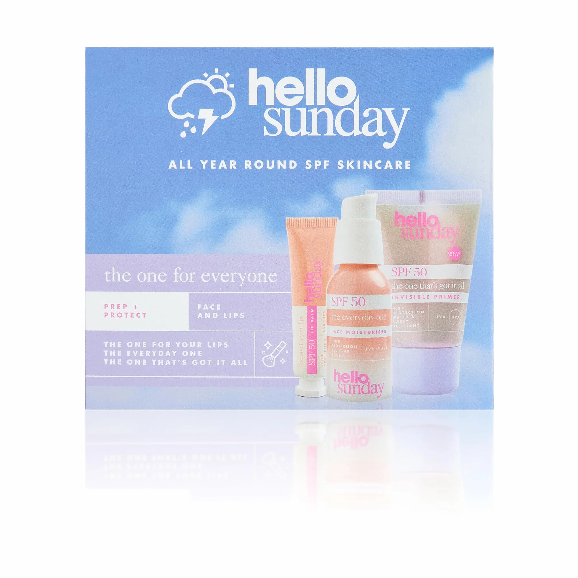 Kit Protección Solar FPS 50: Bálsamo Labial, Crema Hidratante Facial y Primer Invisible