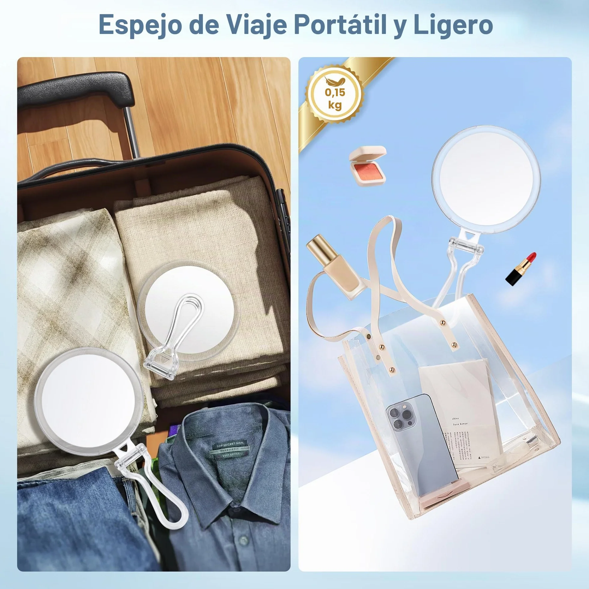 MIYADIVA Espejo de Maquillaje 30 Aumentos Doble Cara 1X/30X Espejo de Mano con Mango