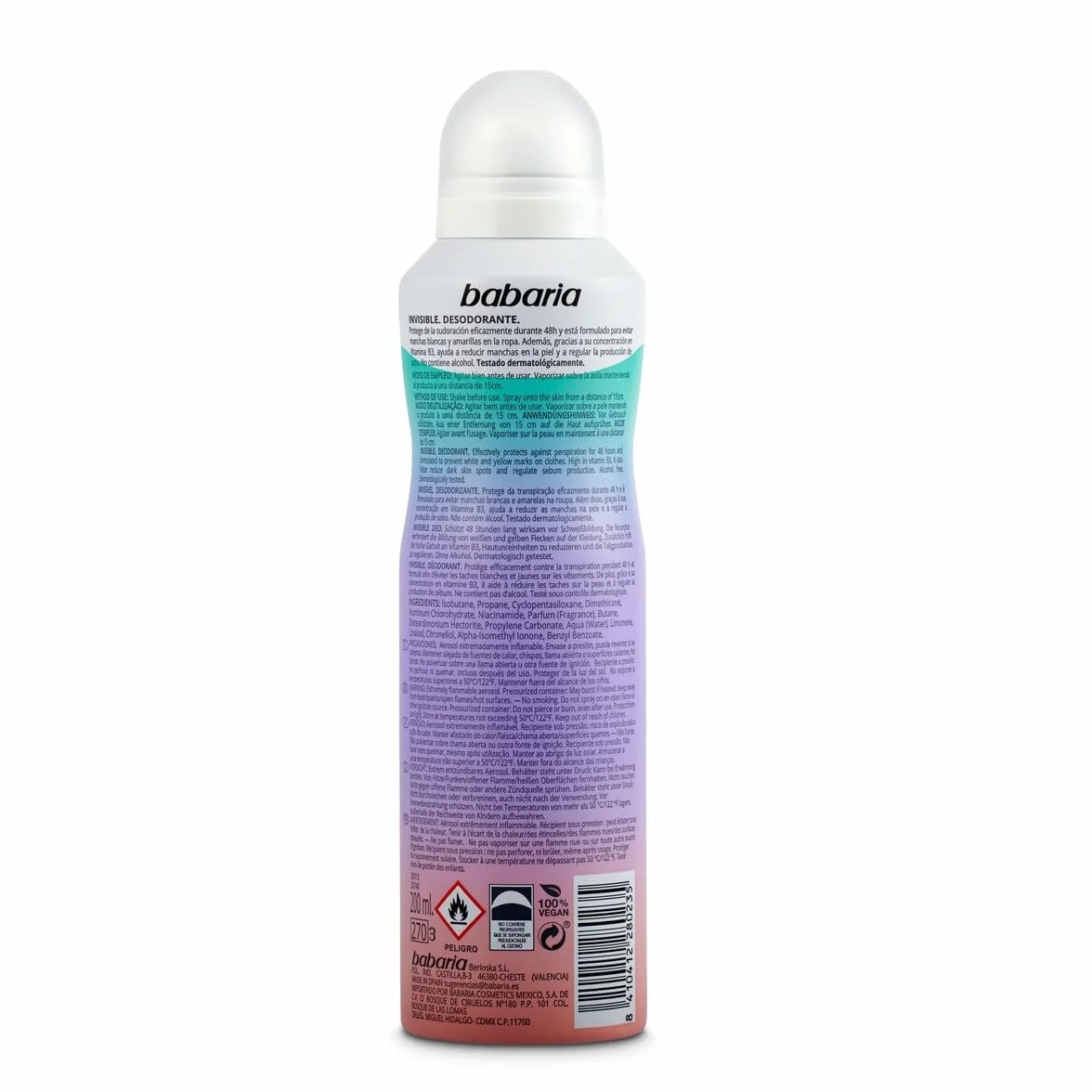 Babaria Desodorante Invisible Antimanchas Antitranspirante 200ml
