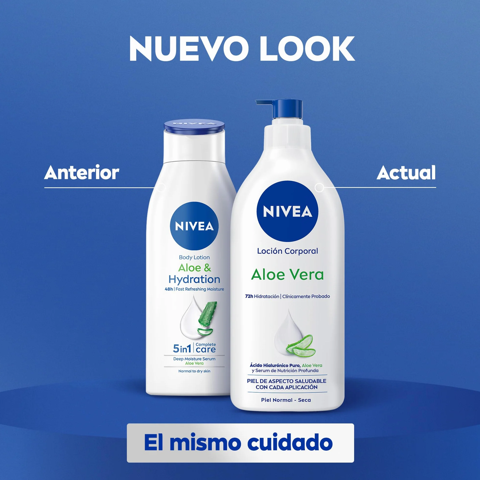 NIVEA Loción Corporal Aloe Vera 625 ml Hidratante 72h con Ácido Hialurónico y Sérum