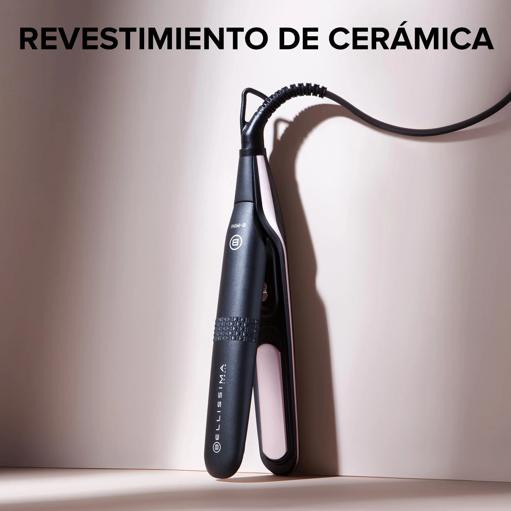 Bellissima Plancha Mini de Pelo Compacta, Revestimiento Cerámico, 200°C, Multivoltaje Automático