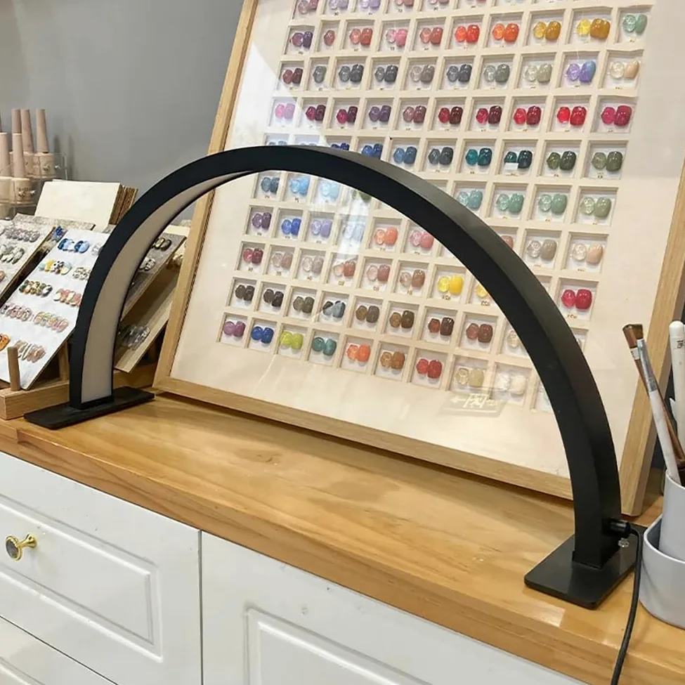 Lámpara De Manicura En Forma De U con Anillo De Arco, Lámpara De Media Luna Led con Atenuación Continua, Lámpara De Pestañas Led De Media Luna De 35 W, Luz De Esteticista Regu, White
