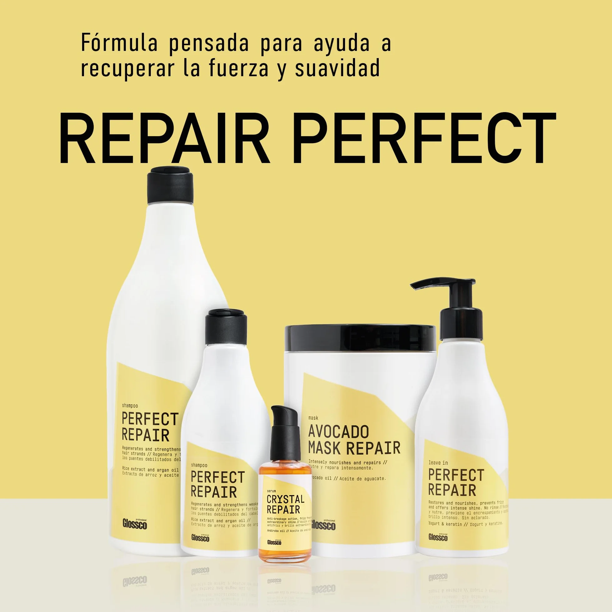 GLOSSCO PROFESSIONAL Sérum Capilar Crystal Repair 100 ml Aceite de Andiroba Antifrizz