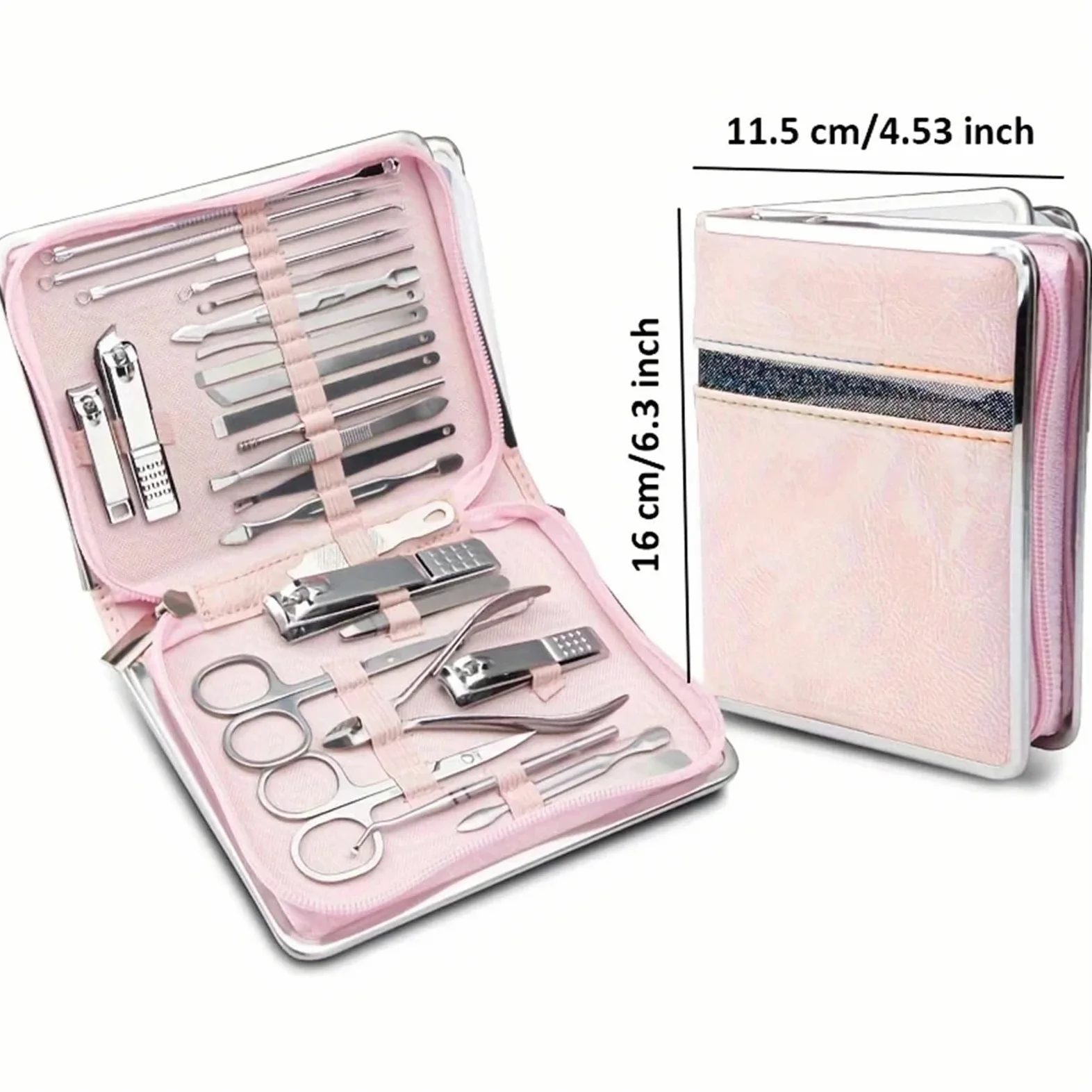 Kit de cortauñas de Acero Inoxidable de 26 Piezas, Juego de cortauñas doméstico con Estuche, recortador, Herramientas de manicura y pedicura, Juego de manicura,White