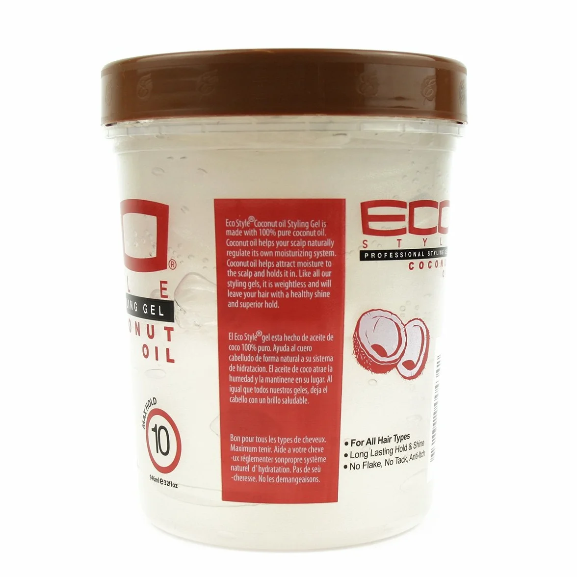 Eco Styler Max Hold Professional Styling Gel Aceite de coco 946 ml