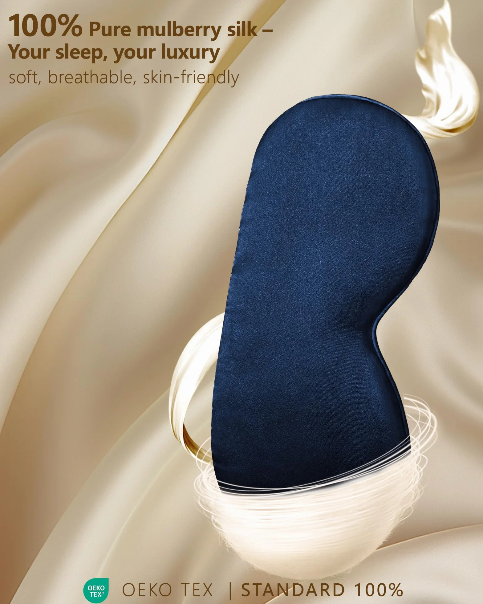 Aosun Antifaz para Dormir, Máscara para Dormir, Ultrasuave, Sin Presión Ocular, Correa Ajustable, Bloquea Luz, Azul Marino