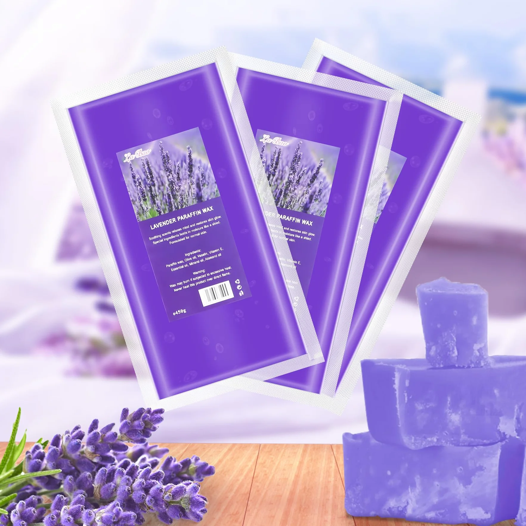 Cera de Parafina Lavanda 2700g Set para Manos y Pies Tratamientos Estéticos Hogar