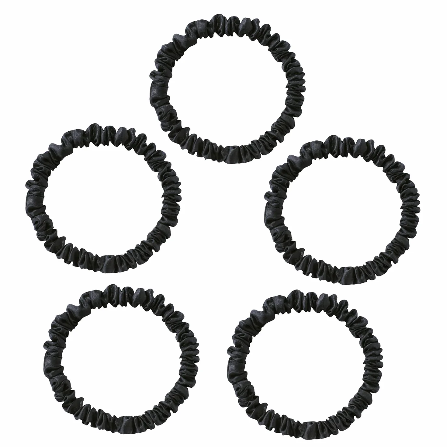 Townssilk 22 Momme Pure Silk Scrunchies Paquete de 5 para mujeres - Negro